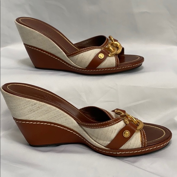 Cole Haan Leather & Linen Wedges Size 8.5 - Picture 4 of 7